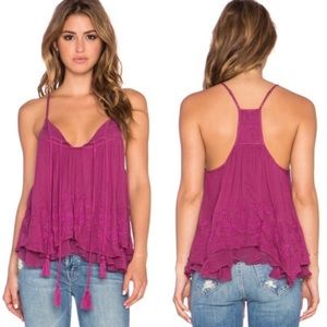 Free People Magenta Flowy Tank Top